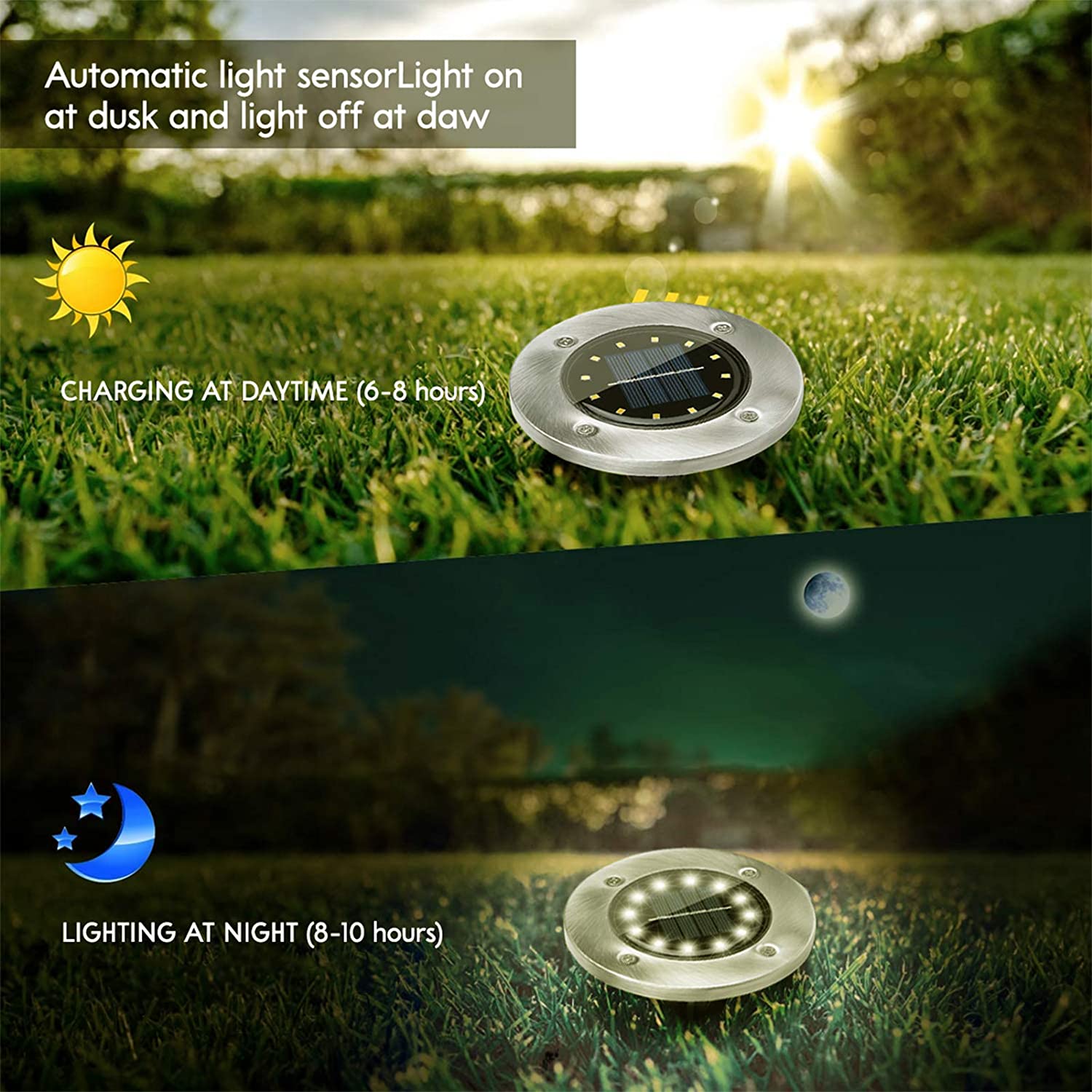 12Pack Solar Powered Ground Light Waterproof Garden Pathway Deck Lights With 8/12/16/20 LEDs Solar Lamp for Yard Driveway Lawn