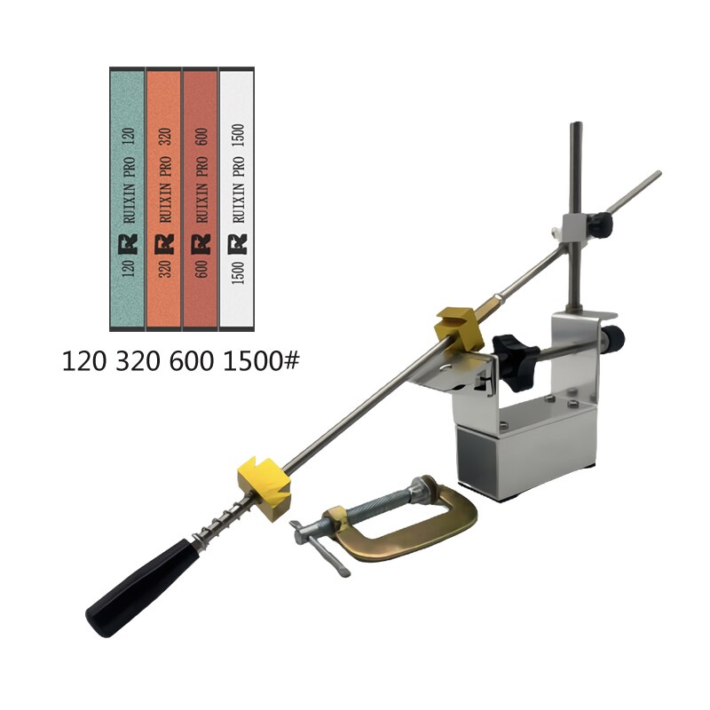 Fixed Knife Sharpener Angle Sharpeners Sharpening System Grit 240/1000/3000/5000# Diamond Stone White Alundum: fixed 4 stones