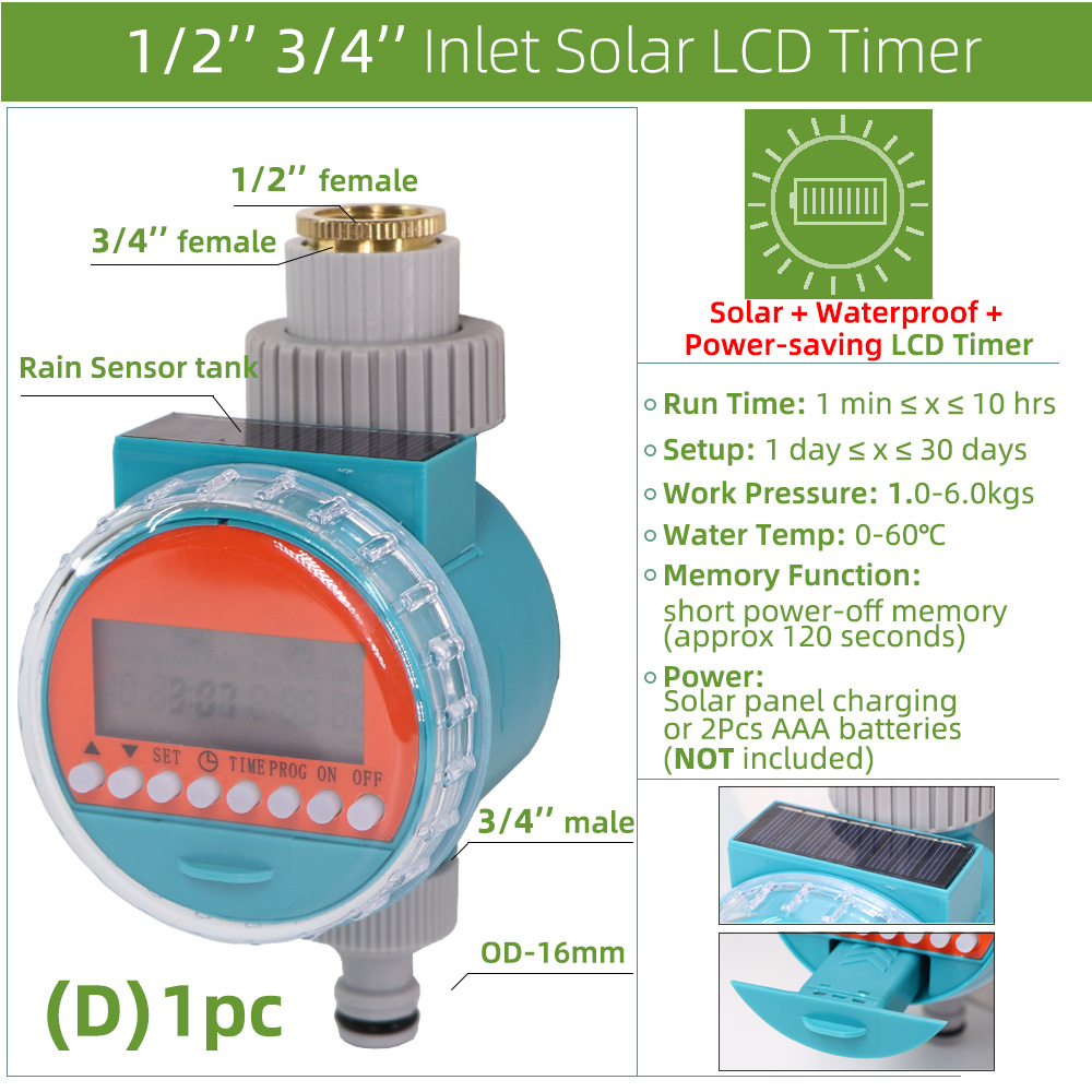 Automatische Watering Timer Elektronische Irrigatiesysteem Liquid Crystal Display Regen Sensor Solar Controller Kas Timing Tool: D