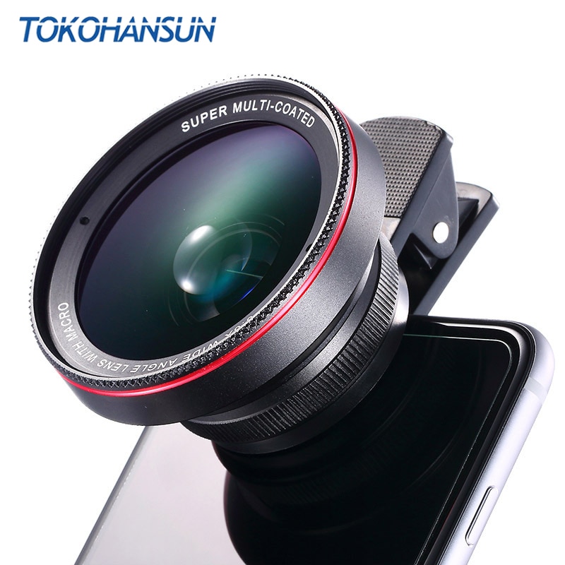 TOKOHANSUN-lente gran angular HD de cristal óptico 0.6x, lente Super Macro 15x para iPhone 6s 7 8 Plus, Samsung S9 Note 9, Kit de lente de cámara
