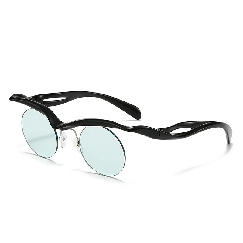 Gafas de sol para hombres y mujeres, gafas de a la con formas especiales, gafas redondas sin montura para accesorios al aire libre: Gris