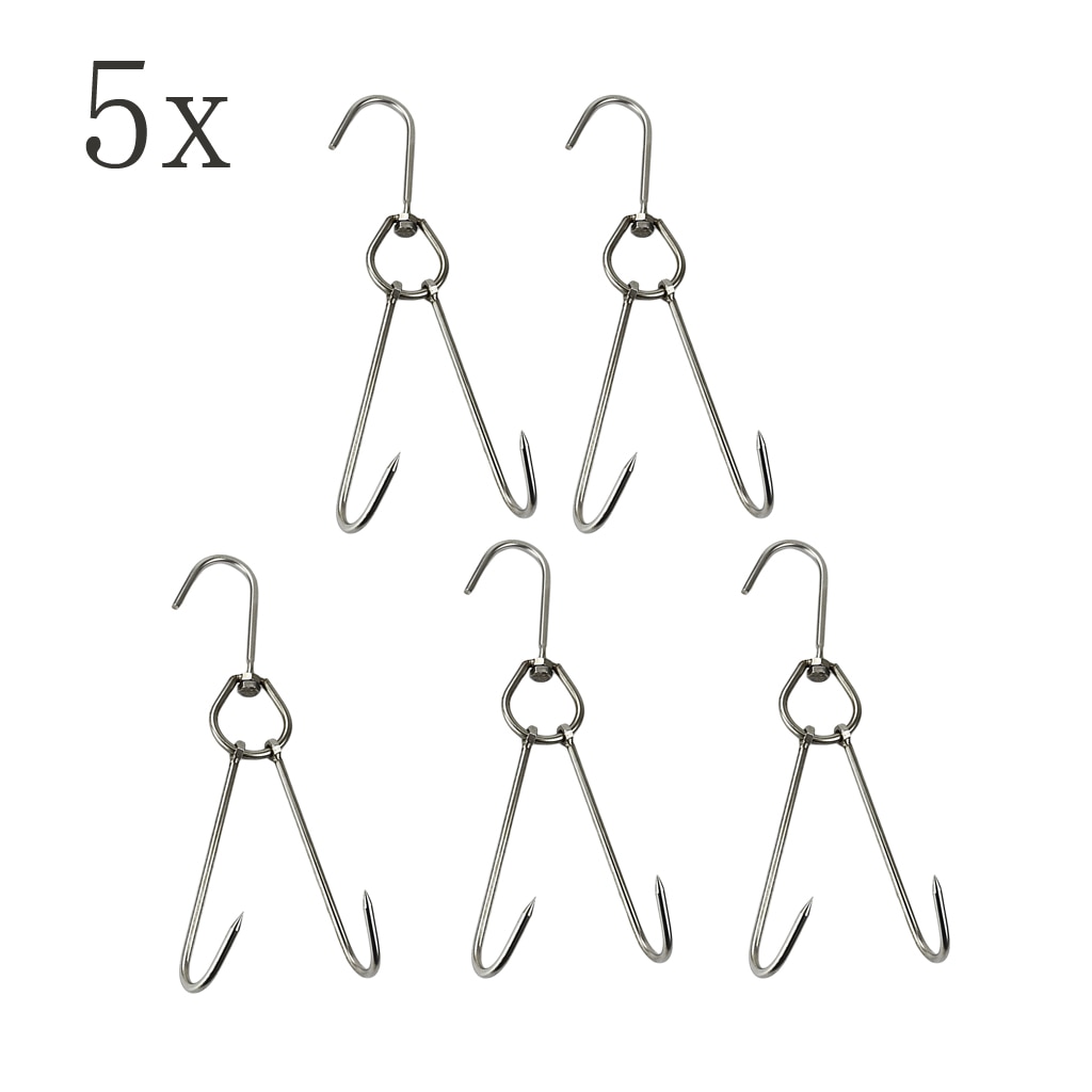 5x Chef Kitchen Tools Hanging Hooks Metal Utility Hooks- Butcher Meat Hangers for Bacon Sausage Smokers