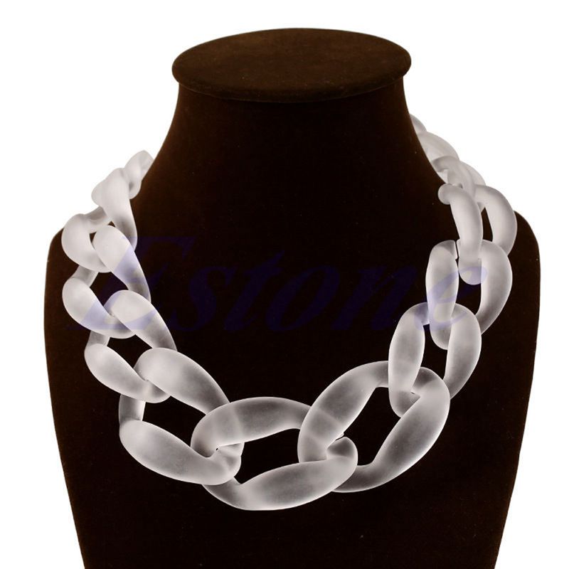 Dame akryl krave chunky choker statement kæde halskæde vedhæng juvel: Hvid