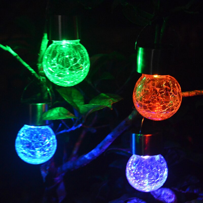 Solar Licht Lantaarn Outdoor Tuin Lamp Glas Crack Bal Kroonluchter Gazon Tuin Licht Christmas Party Kerstboom Decoratie