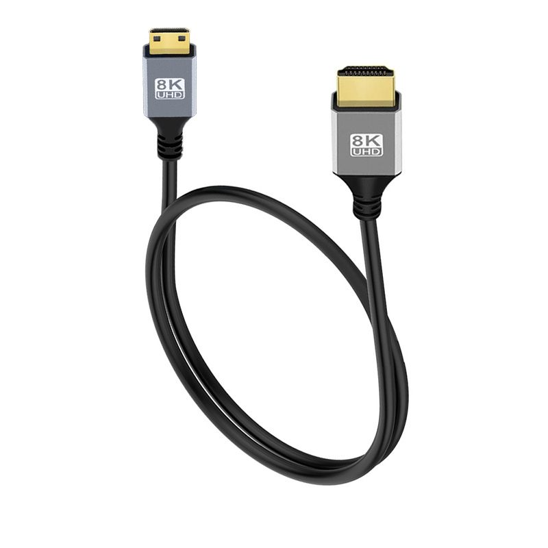8k mikro-hd/mini-hd-kabel 90 gradere opp/ned/venstre/høyre vinkel ultratynn 3d skjermkabel til kamera bærbar pc skjerm hdtv: Svart / <= 0.5m
