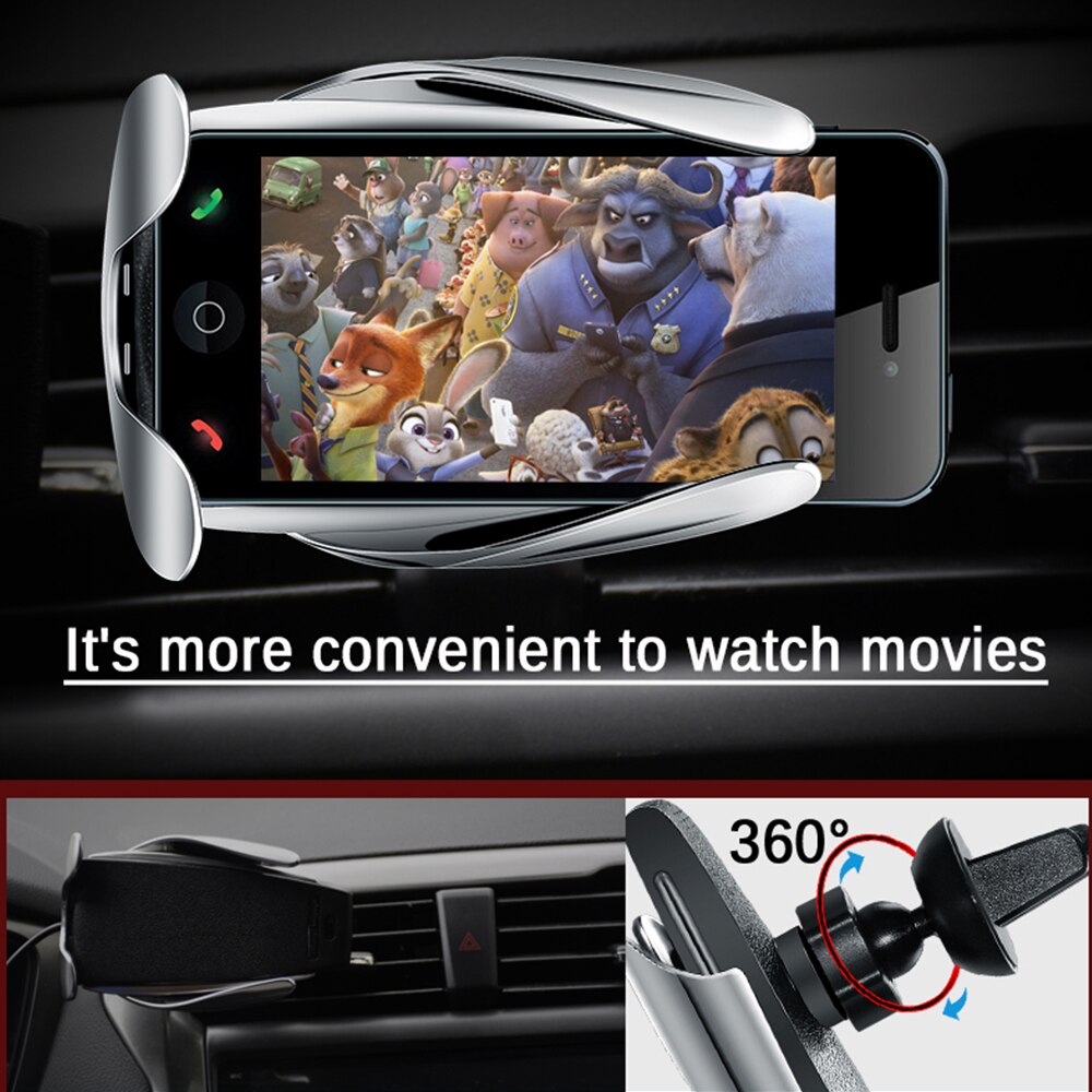 Automatic Clamping 10W Fast Car Wireless Charger for Samsung S21 S20 iPhone Infrared Sensor Phone Holder Mount