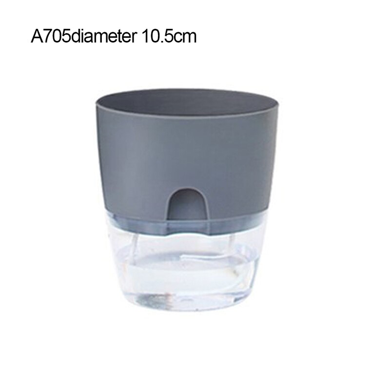 Watering Planter Handmade Double Layer Self Watering Plant Flower Pot With Water Container Round Flowerpot Home Garden Decor: 10.5cm Gray