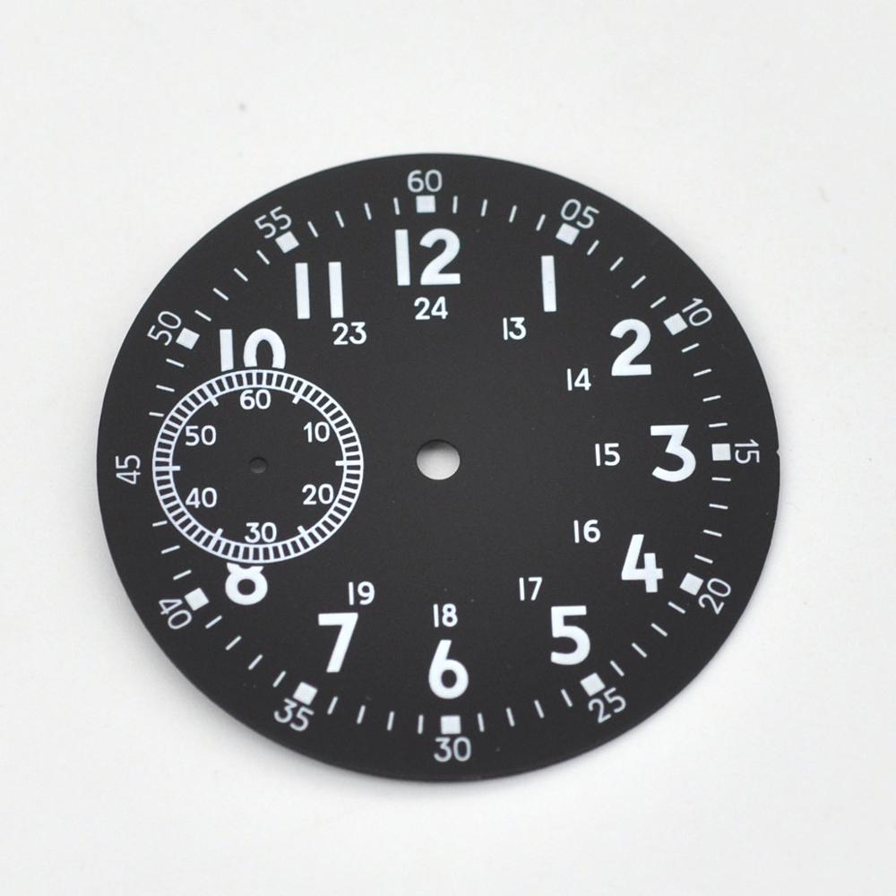 Dial estéril para reloj, esfera negra superluminosa, compatible con 6497, 6498, 3600, reloj bobinado a mano, pieza de movimiento para reloj DIY