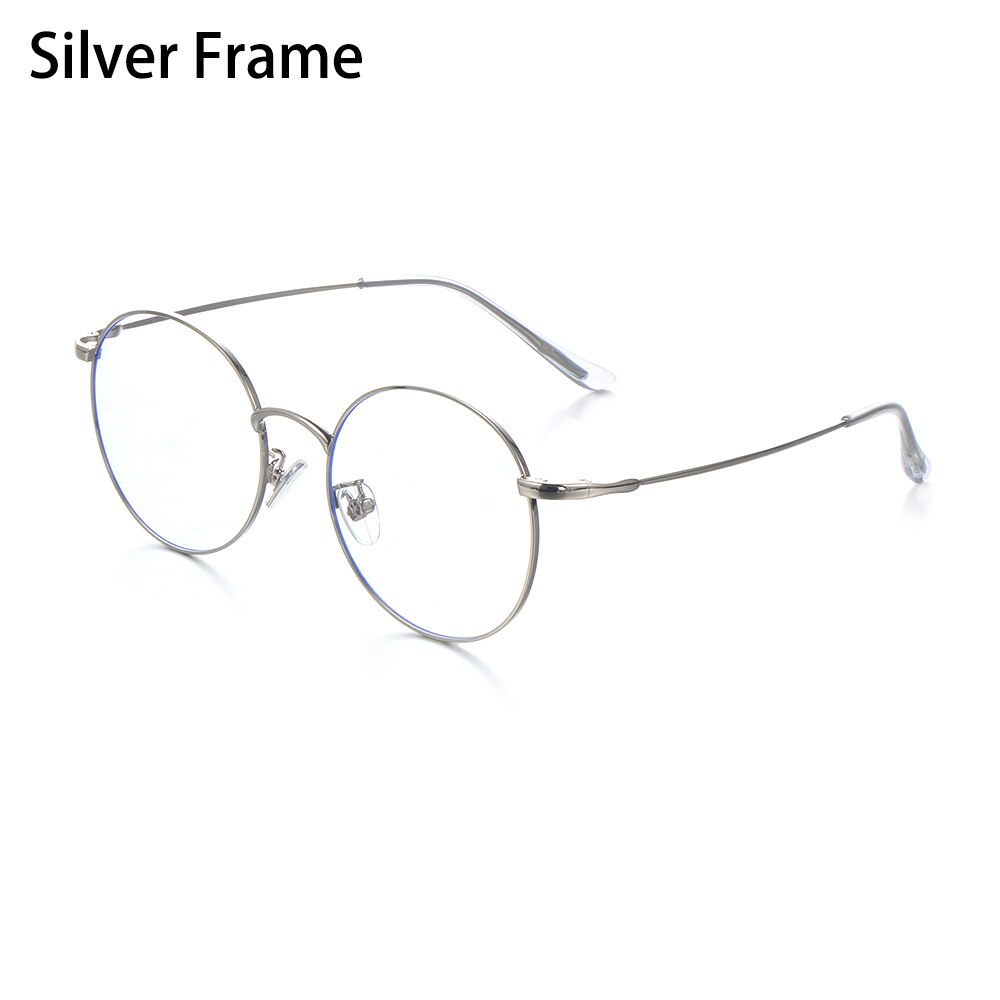 Computer Glasses Anti Blue Ray Glasses Blue Light Blocking Glasses Optical Eye Spectacle UV Blocking Gaming Filter Round Glasses: Silver Frame