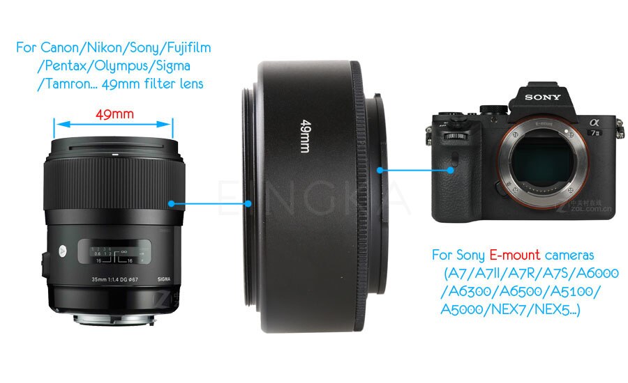 Metall NEX49/52/55/58/62/67/72mm Kamera Makro Objektiv umkehren Adapter Verlängerung Rohr für Sony A6400 A6300 A5100 A5000 A7 II A7R NEX7