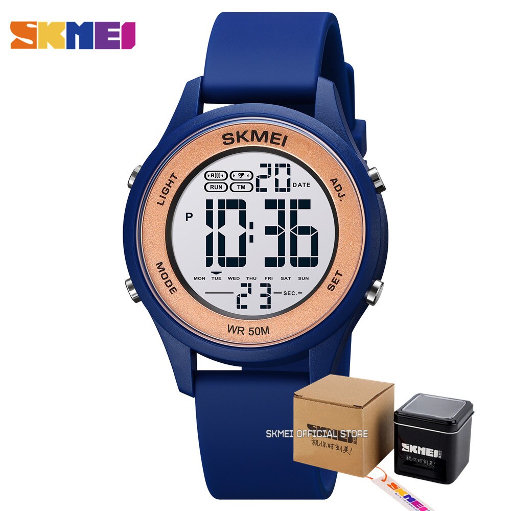 SKMEI LED Licht Digital Kinder Sport Uhren Stoppuhr Kalender 50M Wasserdichte Kinder Armbanduhren Für Jungen Mädchen Wecker: style5 with box