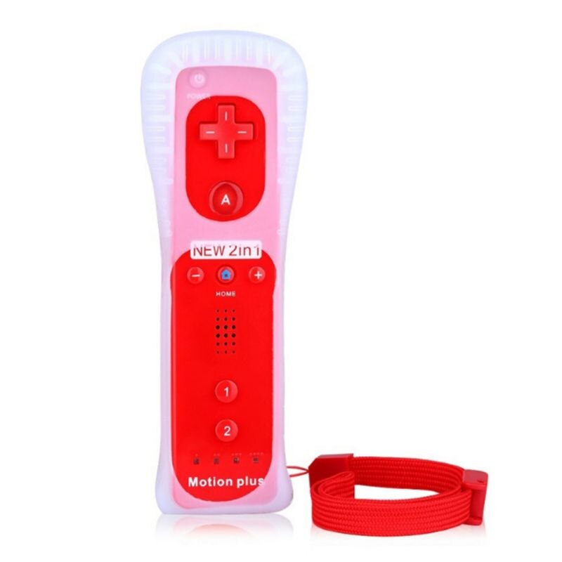 Wireless Gamepad With Silicone Case for Wii Remote Controller Joystick Without Motion Plus: Red Style B