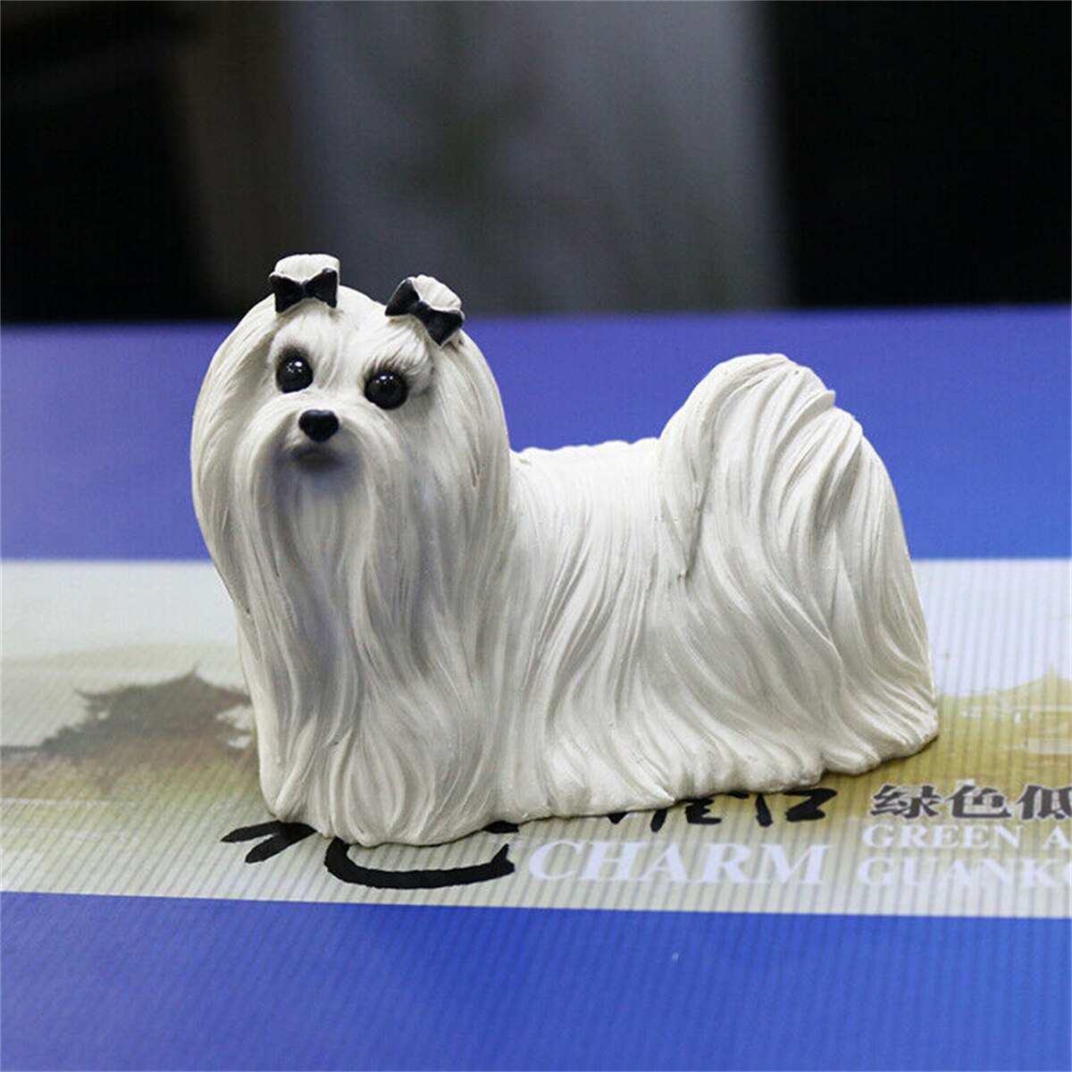 JJM Maltese Pet Dog Figure Canidae Animal Canis Lupus Familiaris Collector Toys Educational for Children Adults Kids Decoration