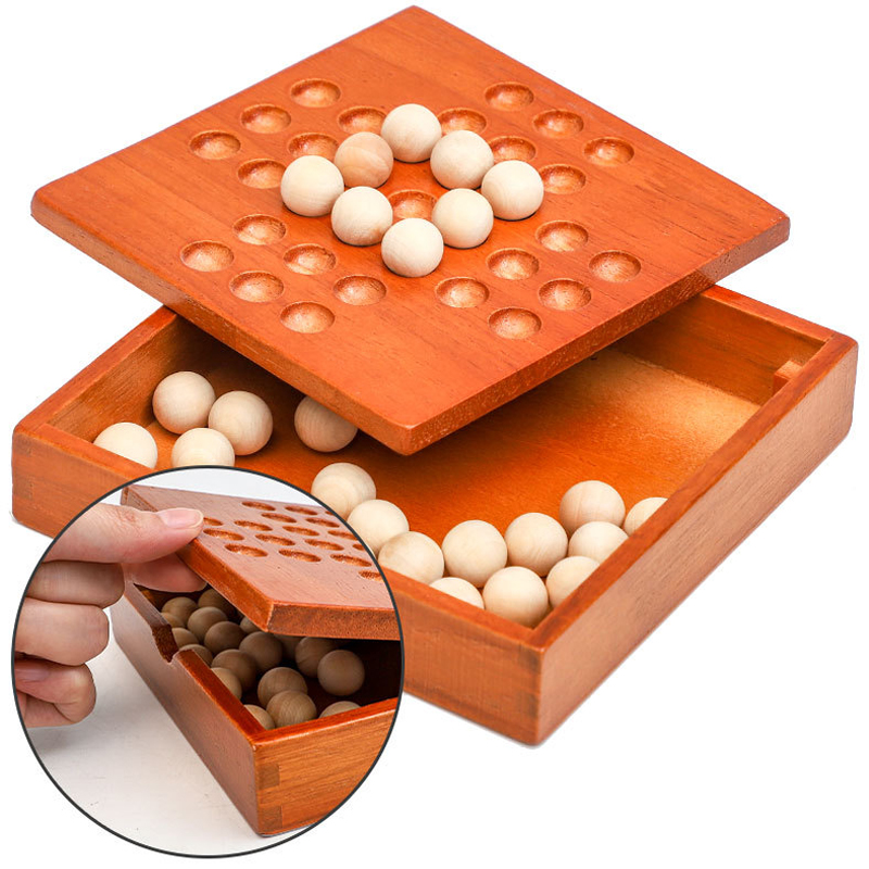 Wooden solitaire game single player chess brain teaser strategy puzzle games iq logic challenges for adults children learning game stuff