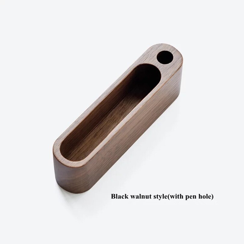 Wooden business card holder table card display storage box name card holder case office supplies: Black