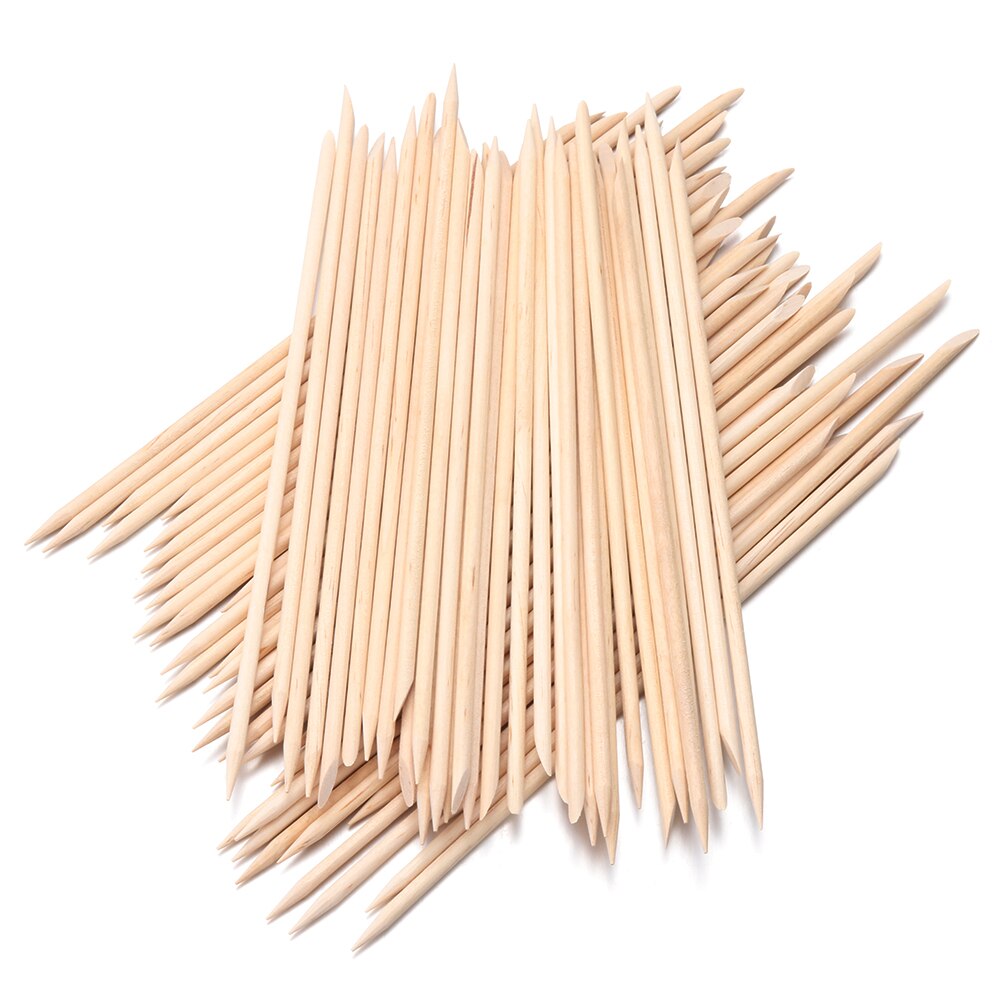 10/30/50/100Pcs Exfoliating Wood Stick Dual-ended Nail Cuticle Pusher Orange Nail Art Designs Manicure Pedicure Remover Tool