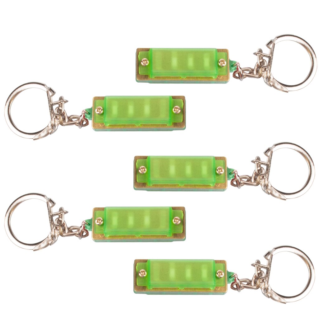 Naomi 5 Stuks 4 Hole 8 Tone Miniharmonica Sleutelhanger Key Ringen Speelgoed Groen Voor Muziek Muziekinstrument