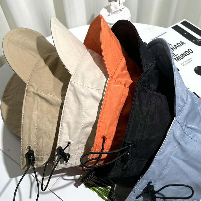 Wide Brim Fisherman Sun Hat Foldable Drawstring Adjustable Caps for Men Women Beach Hats Summer Quick-drying Visors Cap