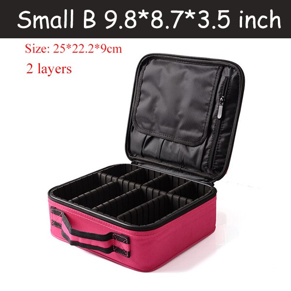Cosmetic Bag Travel Makeup Organizer Cosmetics Pouch Bags Make Up Bags Cosmetic Makeup Bag: Pink  S 2 layers B
