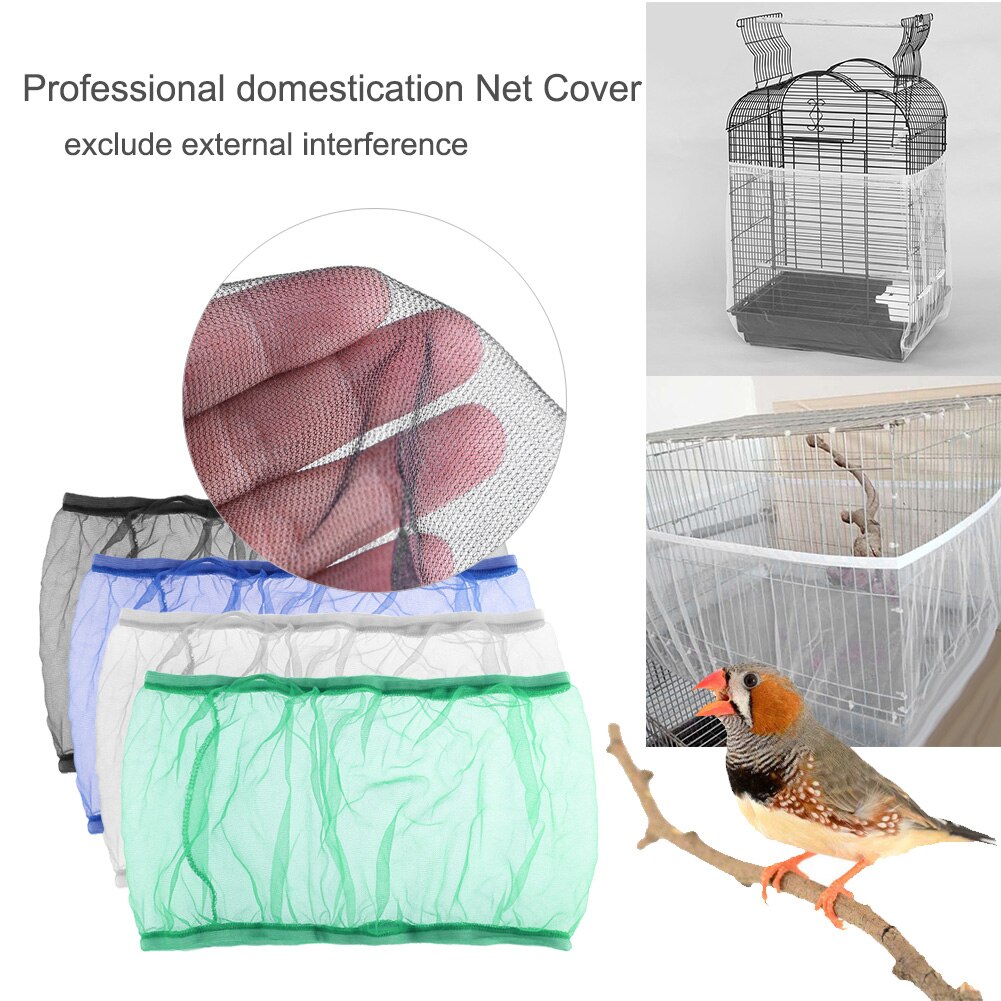Mesh Bird Cage Cover Nylon Dustproof Parrot Birdcage Net Pet Accessories Fabric Mesh Bird Cage Cover Seed Catcher Guard
