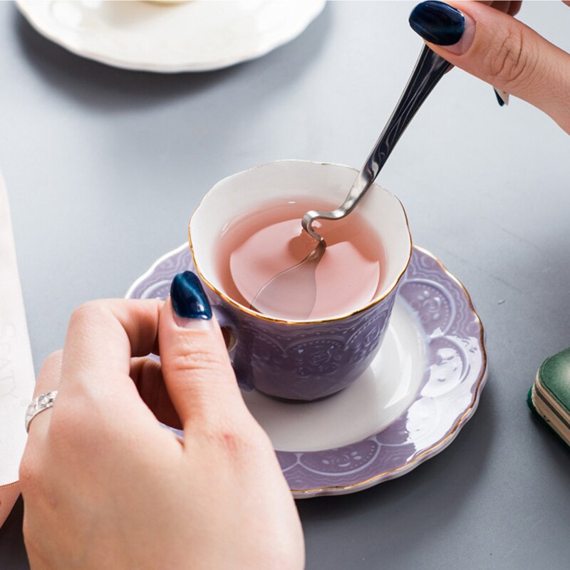 Luxury Ceramic Coffee Cup Set Coffee Cup and Saucer With Spoon Eleglish Tea Cups Afternoon Tea Set Coffee Mugs Home Drinkware