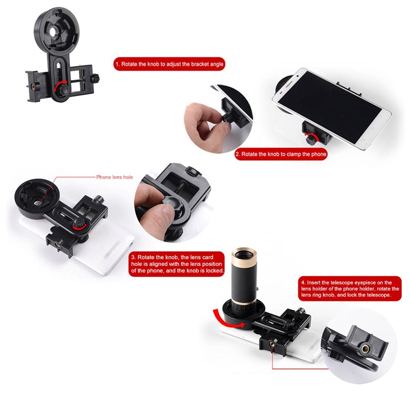 Monocular Telescope Stand Adapter Outdoor Telescope Clip Holder Mobile Smartphone Universal Stand Hold Your Cellphone Easily