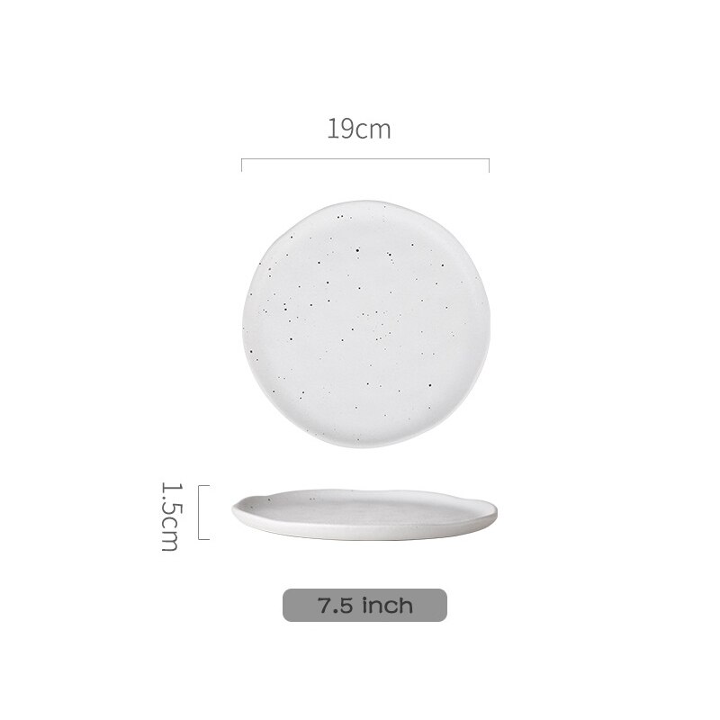 Newly ceramic dinner plate Nordic style rice salad dinner plate retro porcelain dinner plate household tableware set: 7.5inch dish