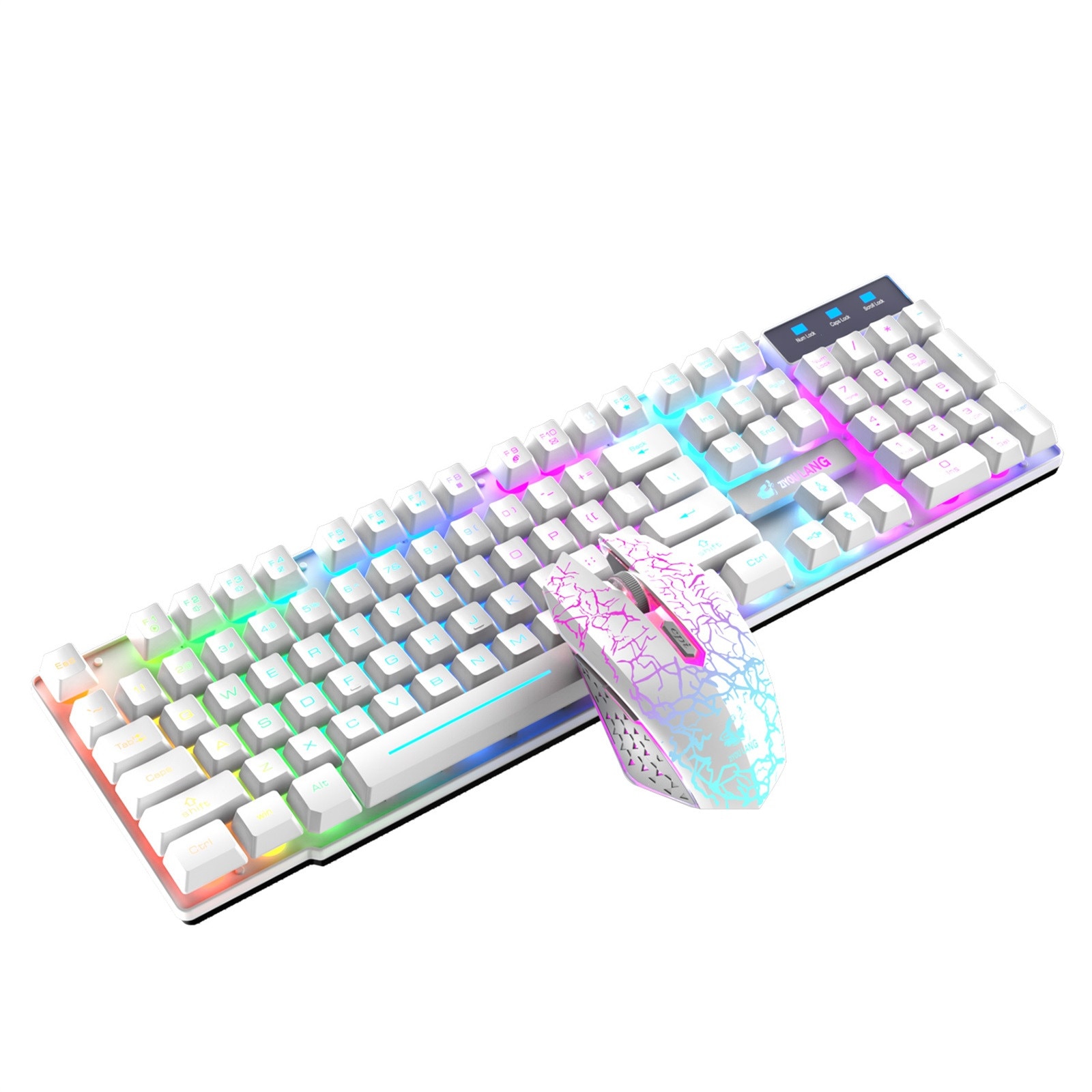 Wireless Gaming Keyboard and Mouse Combo with Rainbow LED Backlit Rechargeable Wireless Charging Keyboard