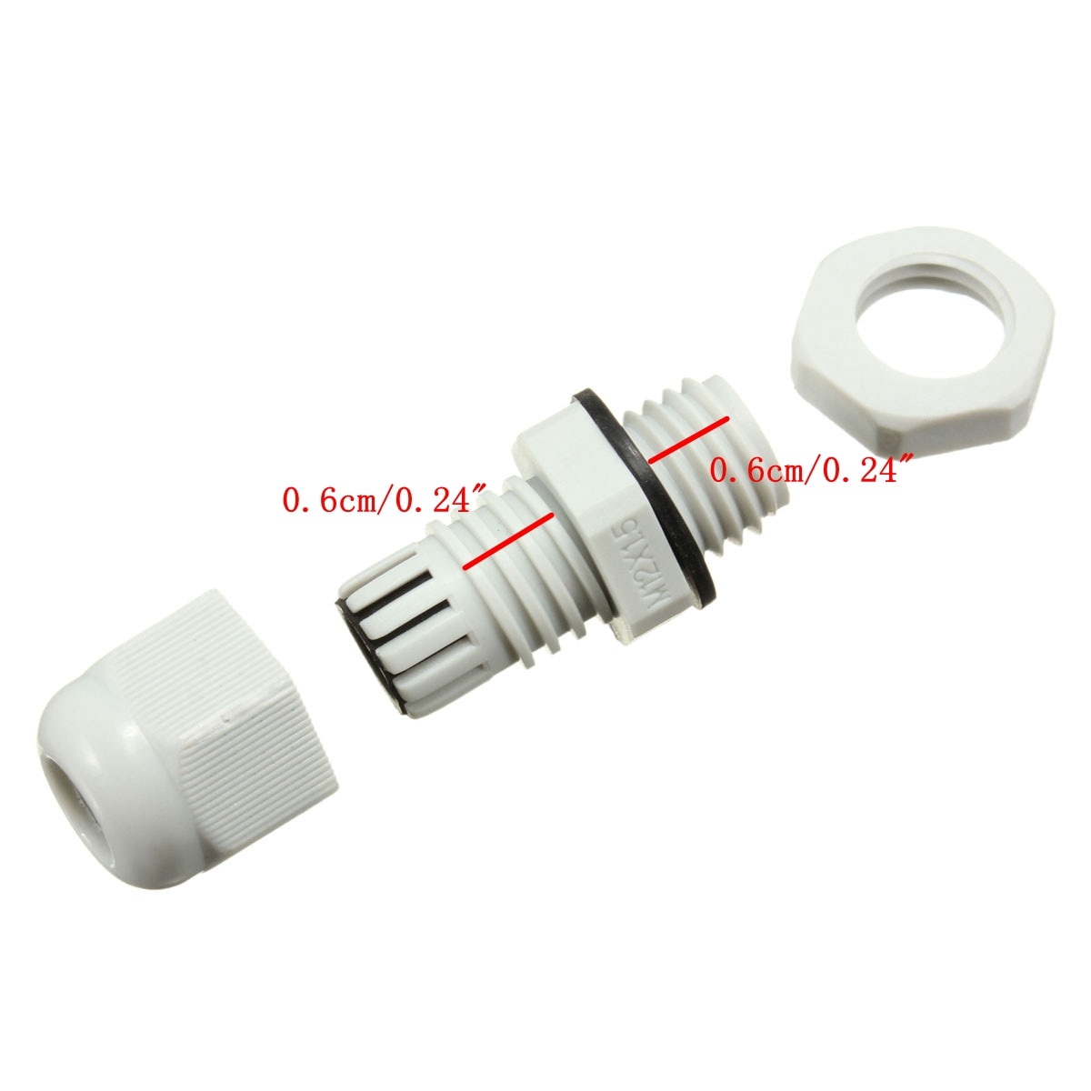 10Pcs M12x1.5 12mm Cable Gland Compression TRS Stuffing Gland Locknut Waterproof IP68 CE White Plastic Cable Gland Connector