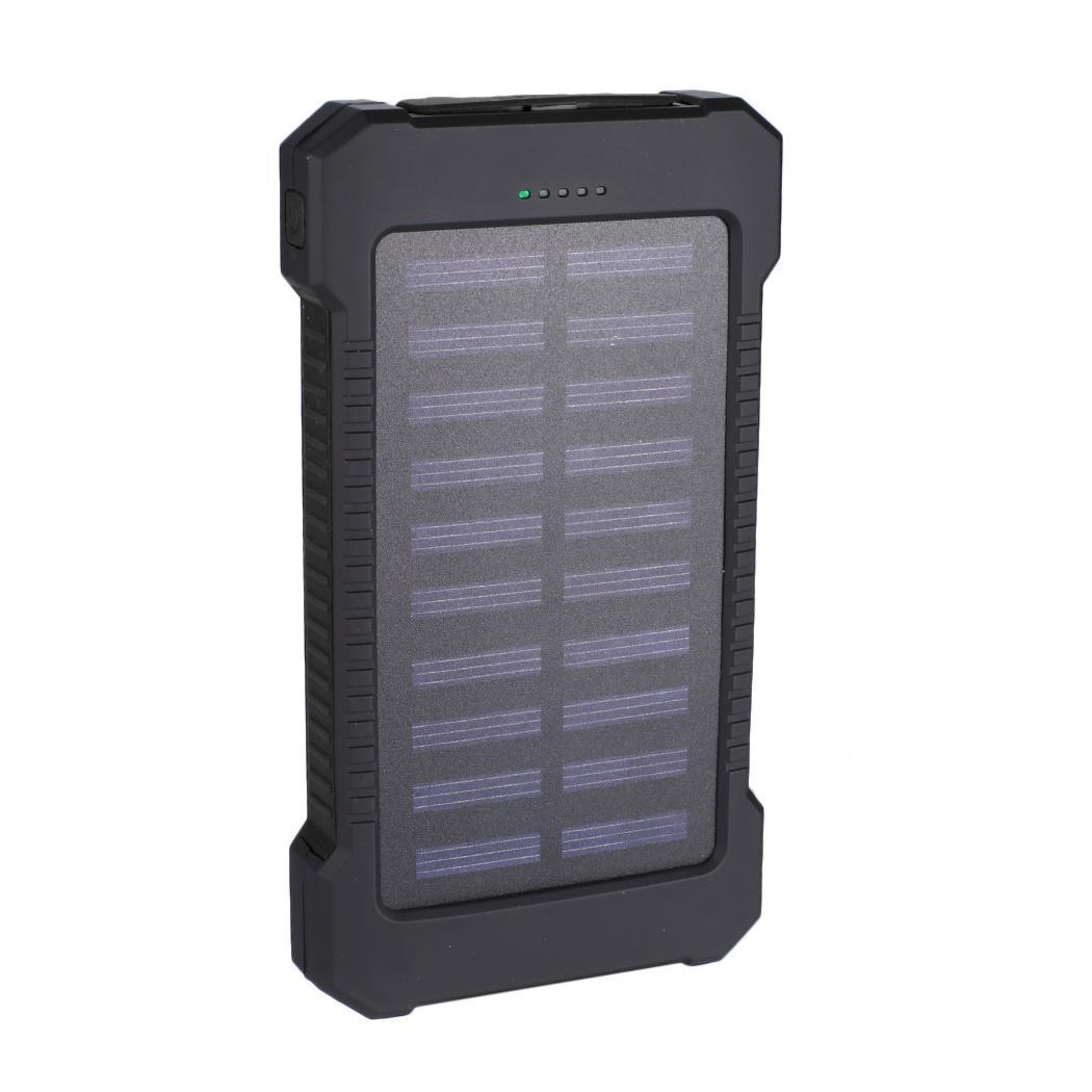 30000mAh Outdoor Solar Portable 2 USB Power Bank Powerbank Hanger Compass DustStop External Battery For Xiaomi MI iPhone Samsung: black