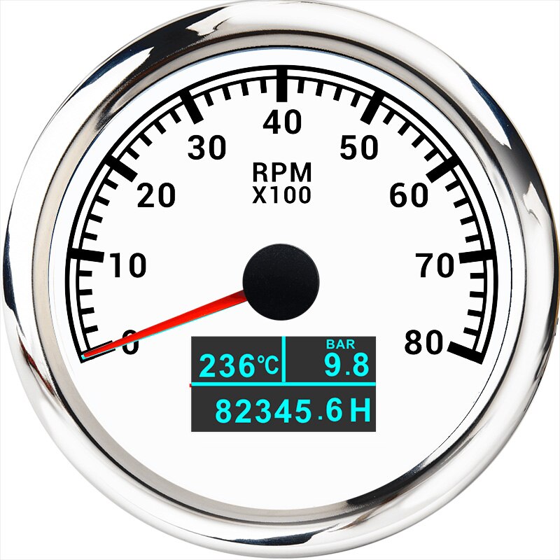 3 in 1 Tachometer Gauge 8000/ 6000/ 4000 RPM 85mm Waterproof Tacho Meter LED Water Temp Oil Pressure Hour Meter For Boat Car