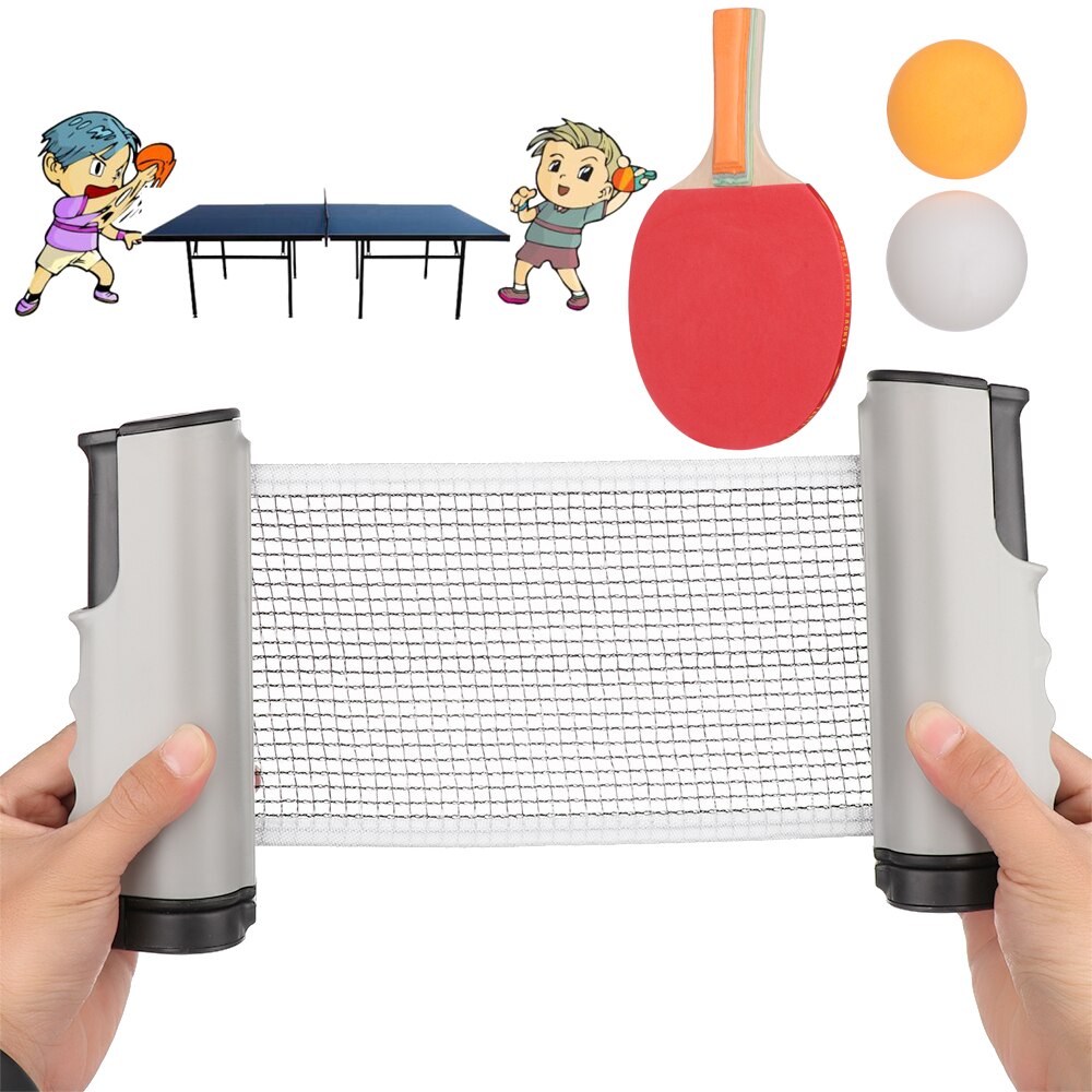 Portable Table Tennis Ping Pong Set 1.9M Telescopic Net Rack 1 Pair Table Tennis Paddle Pingpong Exercise Training Accessories