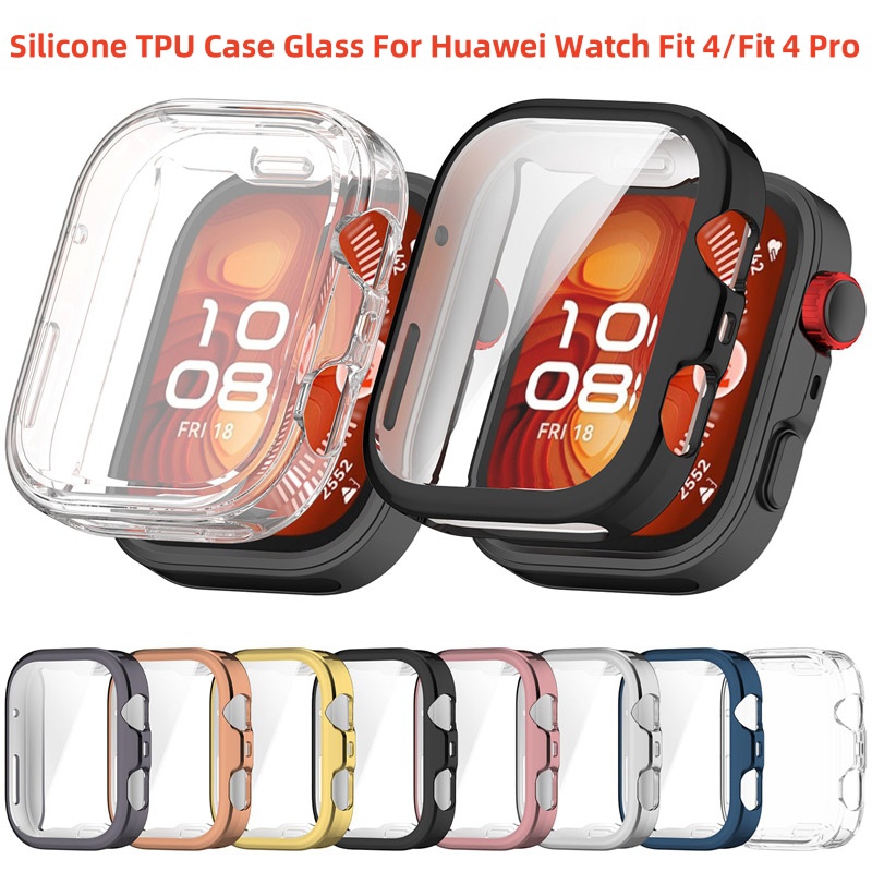 Funda de silicona TPU de cristal para Huawei Watch Fit 4, Protector de pantalla para reloj inteligente, marco de parachoques para Huawei Fit 4 Pro Fit4, carcasa