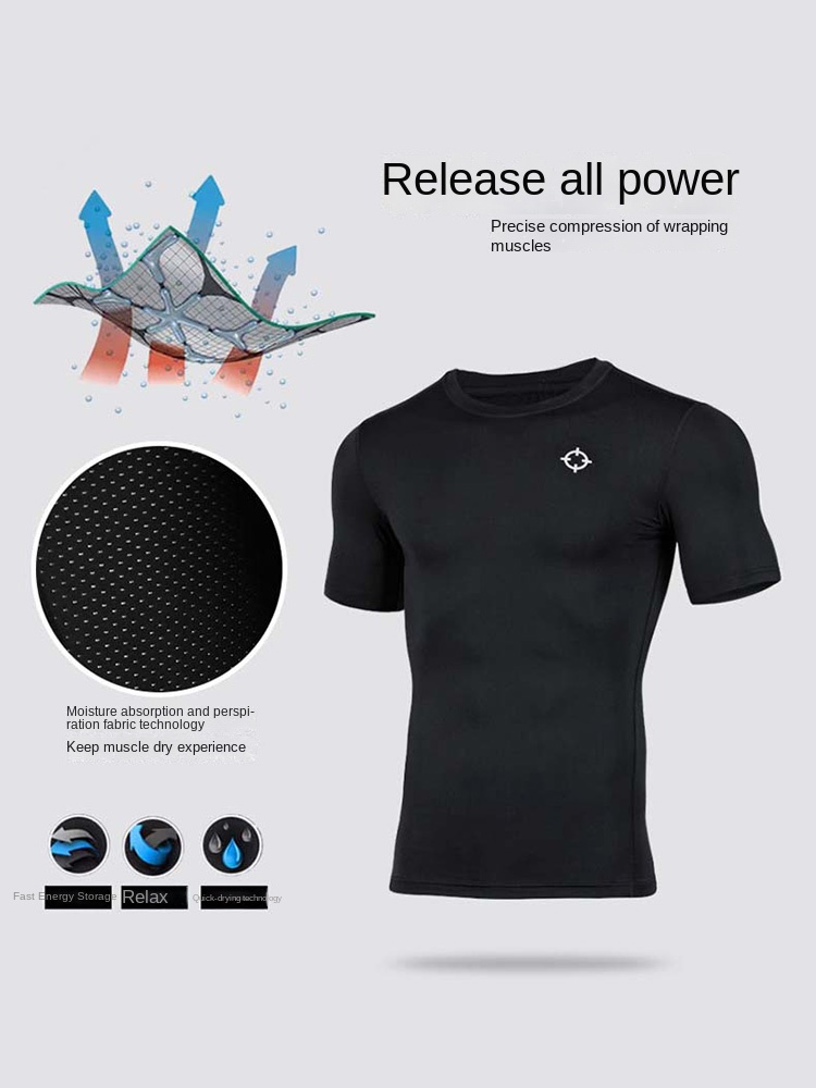 Strengere schnell trocknende laufende T-Shirt Basketball Kompression Shirt Männer schnell trocknen oben schwarz Bodybuilding Muskel Shirt trainieren Fitnessstudio