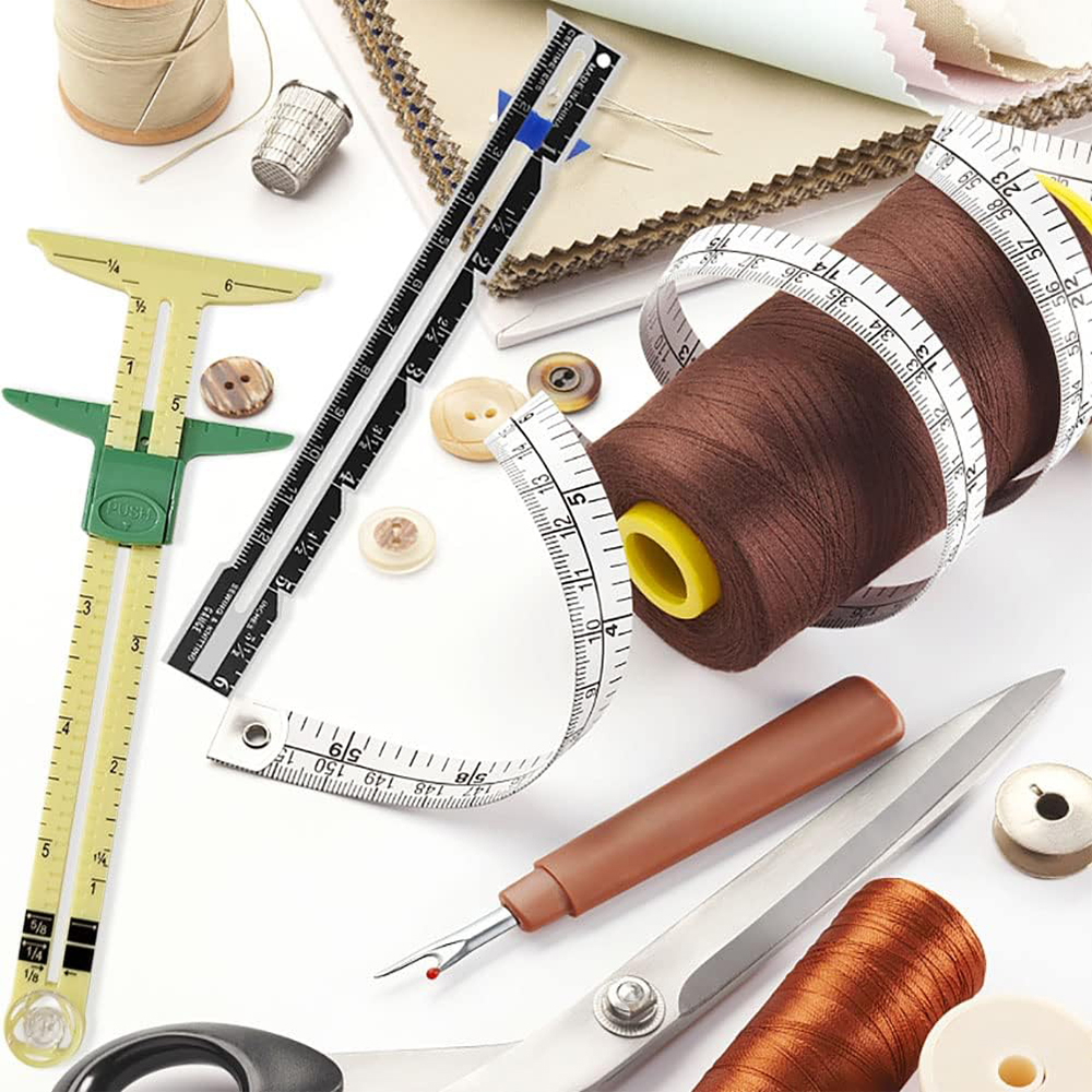 5-in-1 schuifmeter meetinstrument multifunctionele kunststof tekenliniaal huishoudelijke kleermaker patchwork liniaal naaiaccessoires