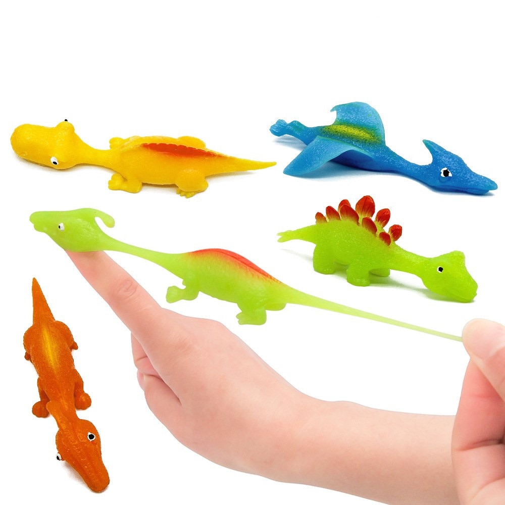 Catapulte de lancement de dinosaure, 10 pièces, fronde amusante et délicate, poussin d&#39;entraînement, poulet, doigt volant élastique, oiseaux, jouet de décompression collant