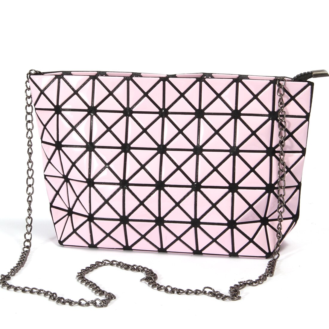 Crocrogo Frauen Mädchen Geldbörse Leucht Geometrische Schulter Taschen Multi Reflektierende Umhängetaschen BlingBling mit Ketten: 3114 Pink