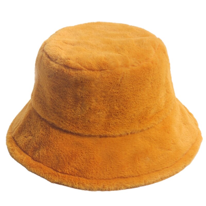 Kvinder vinter fuzzy plys bøttehat ørevarmer rund top vindtæt fisherman cap  lx9e: 2