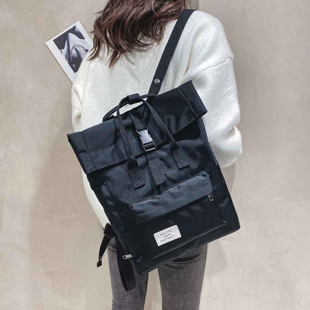 Mochila de viaje de gran capacidad para mujer, Mochila de algodón para senderismo, Mochila con cremallera, , Mochila portátil para chicas adolescentes, libro informal