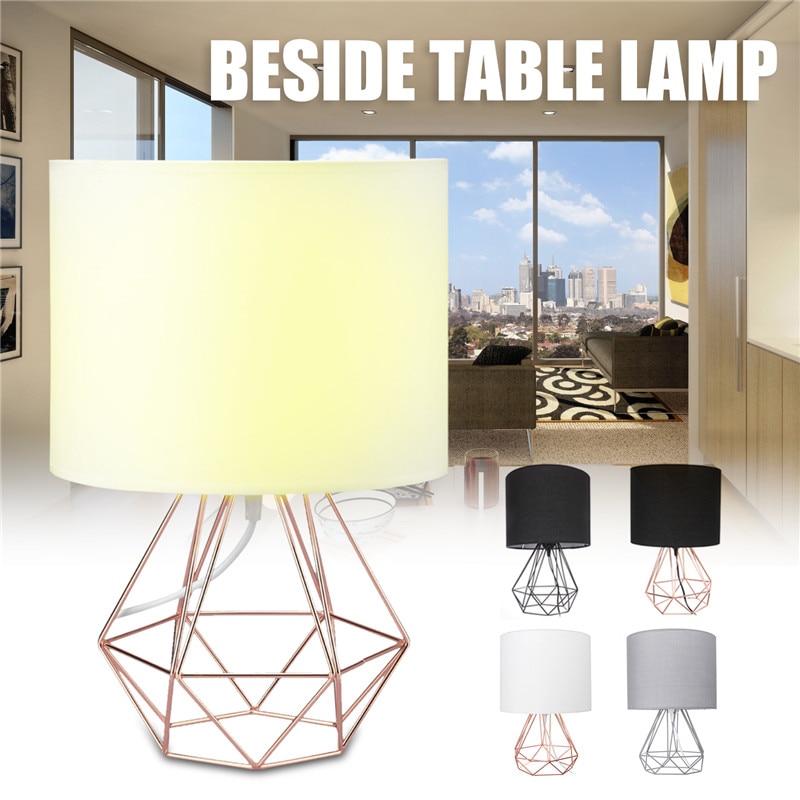 Geometrische Beugel Tafel Lampen E27 Lampvoet Decoratieve Retro Schaduw Tafel Lichten Nachtkastje Home Verlichting Voor Slaapkamer Woonkamer