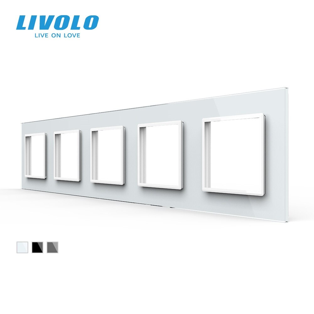 Livolo Eu Standaard Luxe 3 Kleuren Crystal Glass Switch Panel, 364Mm * 80Mm,, vijfvoudig Glass Panel Voor Muur Socket C7-5SR-11
