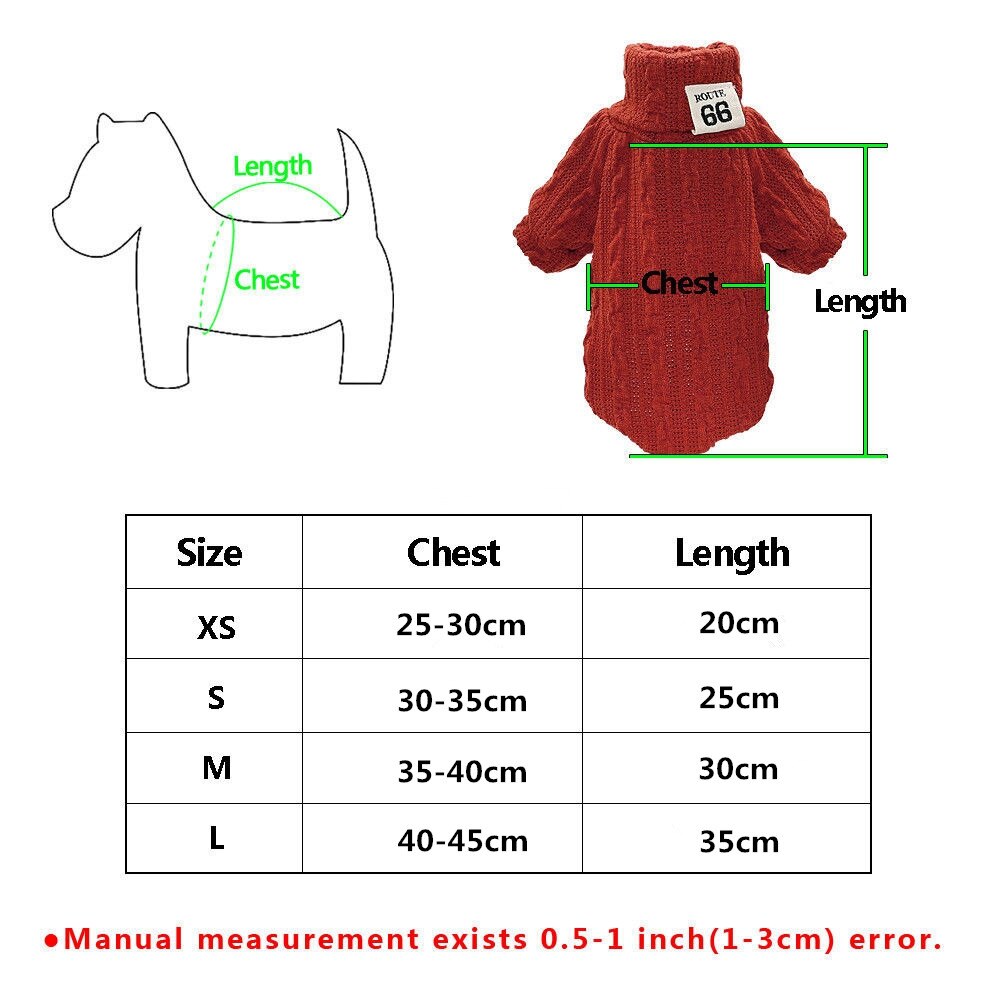 Pet Dog Jumpers Coats Hand Knit Cat Puppy Chihuahua Clothes POLO Neck Sweaters