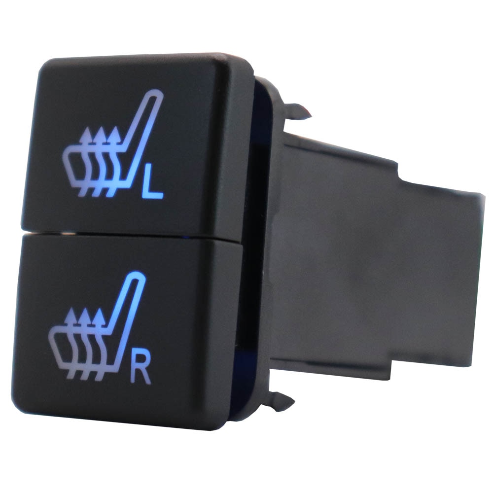 12V Dual Push Button Switch Seat heating Blue/Green Backlit for Toyota 4Runner Hilux Prado Landcruiser RAV4, with Connector Wire