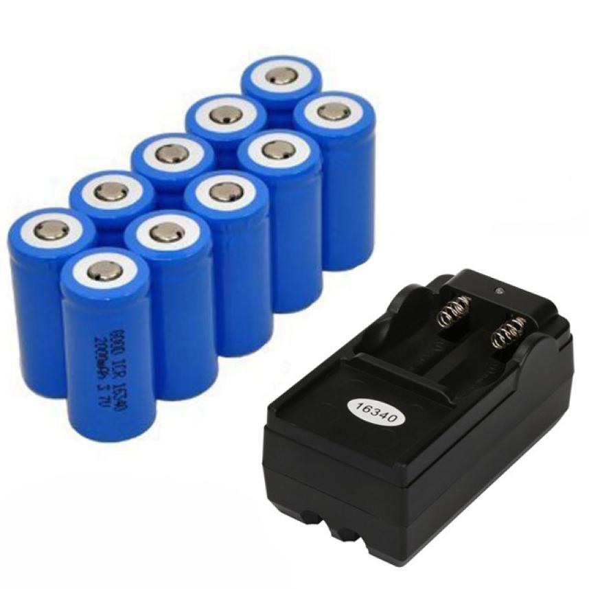 10x2000 mAh 16340 Oplaadbare Ion Batterij Voor LED Zaklamp + CR123A Charger 17Jul25