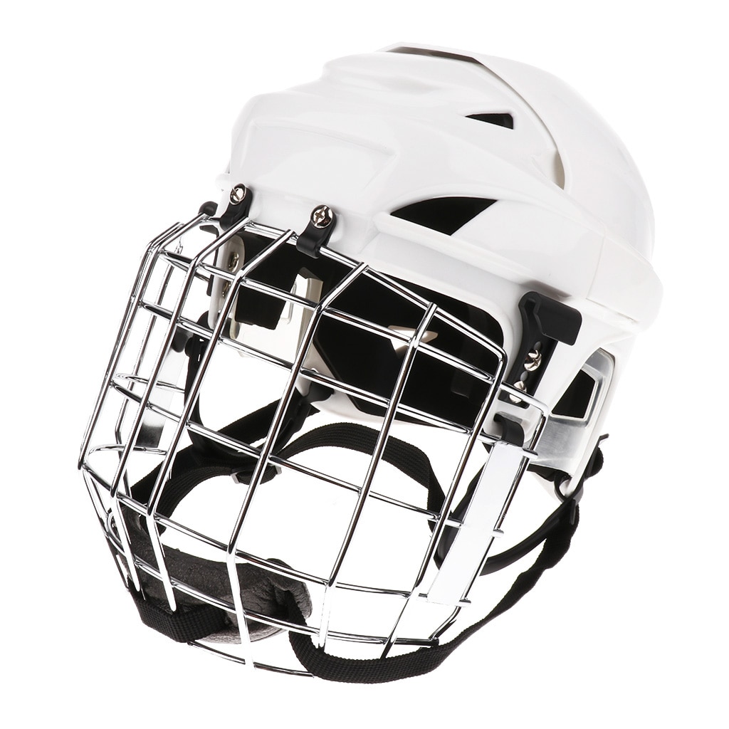 Casque de Hockey sur glace réglable et masque facial, combinaison pour hommes et femmes, blanc M/L