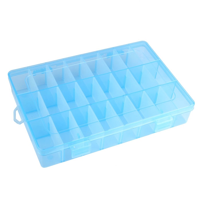 Adjustable 24 Compartment Plastic Storage Box Jewelry Earring Case Jewely Bead Case Cover Box Storage Container Organizer#25
