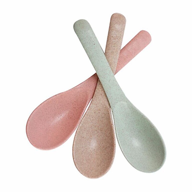 3pcs/lot Soup Spoon Wheat Fiber Tea Coffee Spoon For Tea Party Teaspoons Ice Cream Flatware Soup Spoon Sets