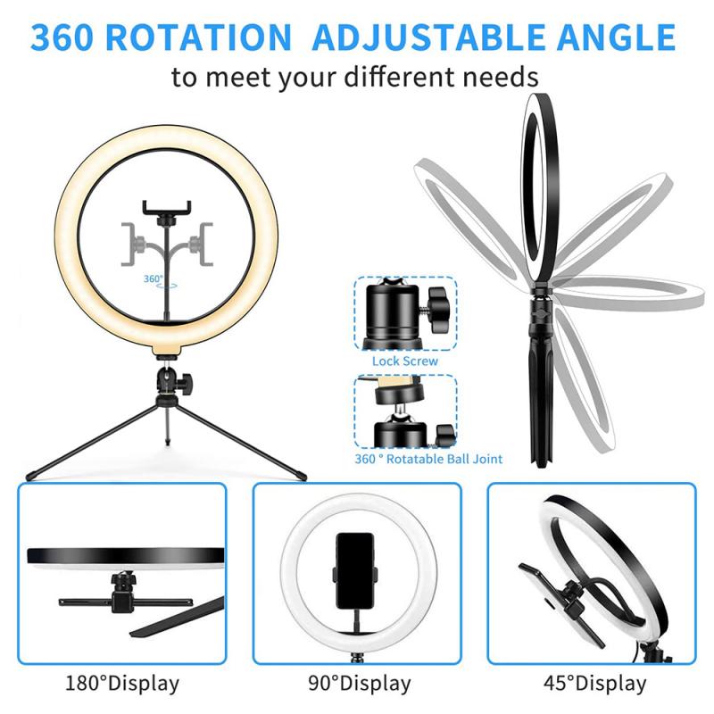 Mode Led Ring Licht Dimbare Verlichting Telefoon Houder Lamp Met Statief Beugel 8/10/12 "En Telefoon Houder Voor video Fotografie
