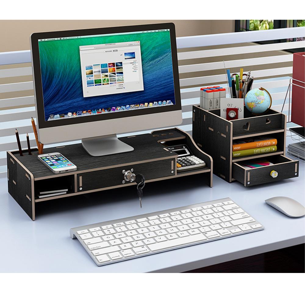 Półka stojak na laptopa uchwyt na drewno monitor biurkowy stojak na ekran komputera półka na półkę cokół mocna podstawka robić laptopa uchwyt biurkowy: z082 czarny