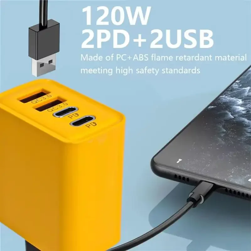 Xiaomi 120w snellader type-c 10a kabel ultrasnel opladen 4 poorten usb-c pd hogesnelheidslader adapter voor xiaomi iphone 16 huawei